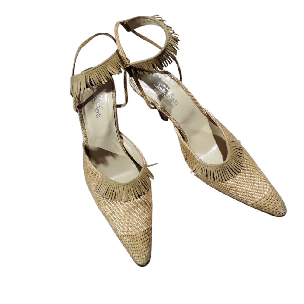 Tan Women's Fringe Heels